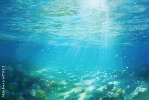A calm and ethereal pastel sea underwater scene. Generative AI © Jovanni