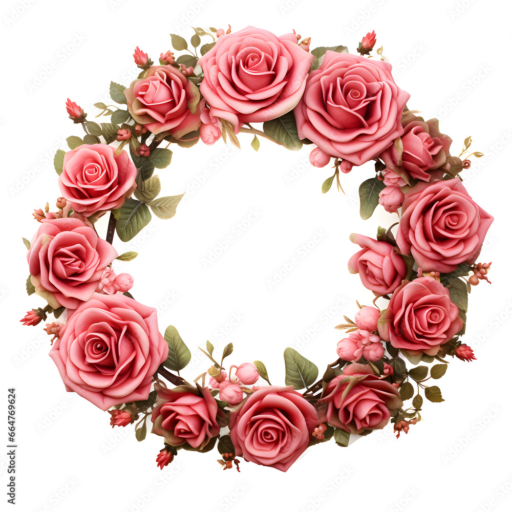 Rose ornament frame isolated on a white background