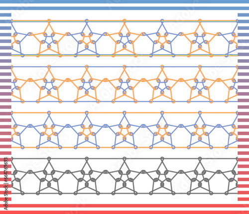 Stars holding hands lined up in front of the board. border seamless Vector set.