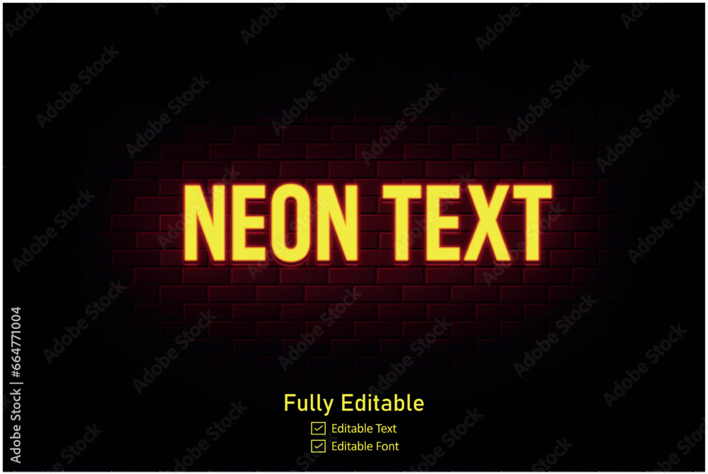 Obraz premium Vector neon effect logo for neon text effect and neon light night party editable text effect and night club