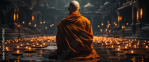 Meditation im buddhistischen Tempel für Frieden und Harmonie