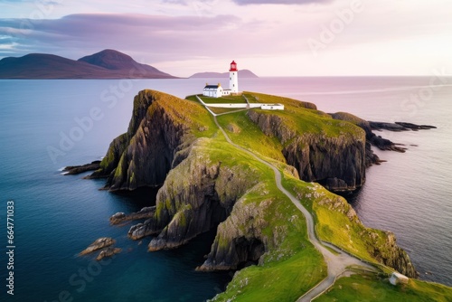 Skye island Nest Point lighthouse in Highland. photo