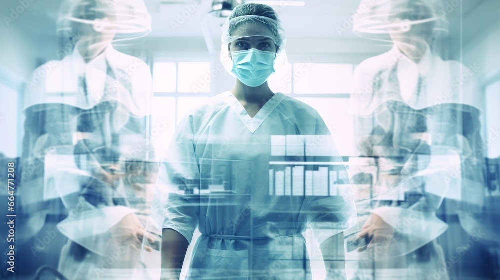 doctor and the hospital operating room ,double exposure doctor and the hospital operating room ,double exposure