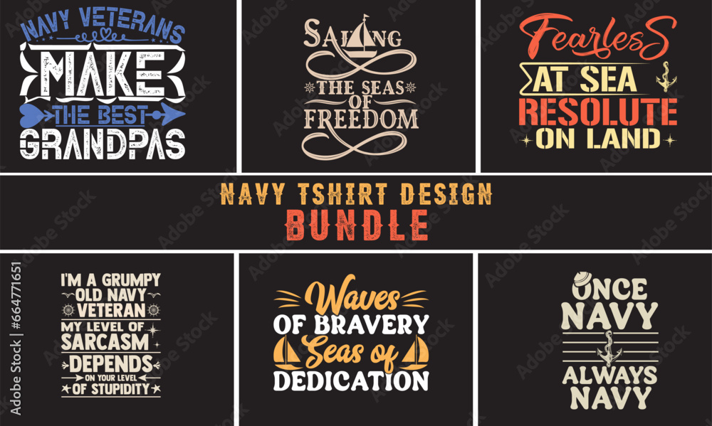 Veterans Day Navy T-shirt Design  Typographic Vector T-shirt Bundle Design