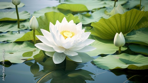 White Lotus Flower in water.