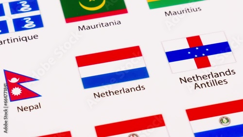 Zoom out Shot of Several Countries Flags in the world begins the letter 