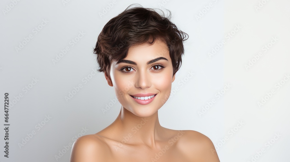 Close-up portrait, woman, beautiful, elegant long hair and perfect skin solid Close-up portrait, woman, beautiful, elegant long hair and perfect skin solid