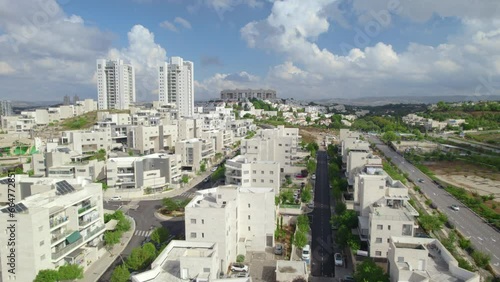 The city of Modiin was built in the 1990s, and it was later merged with the nearby towns of Maccabim and Re'ut, in the city center there is the round Lebanon Tower photo