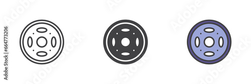 Car wheel disk different style icon set