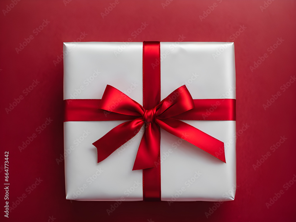 Silver gift box with red tape Silver gift box with red tape