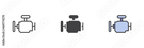 Car engine check different style icon set
