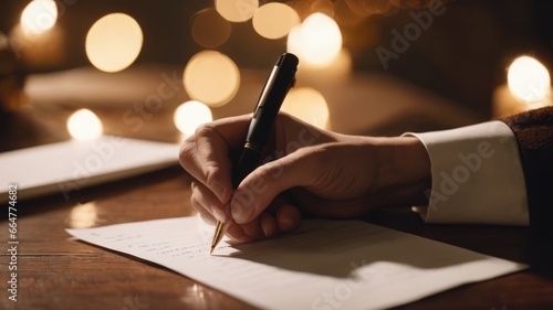 person signing a document photo