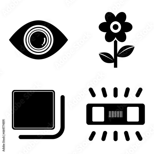 Photo camera wood teature icon set logo illustration sign. photo