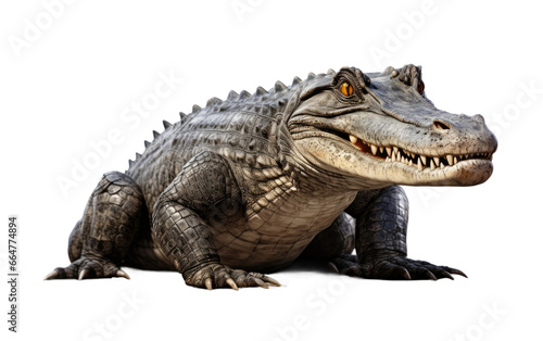 Stunning Alligator is Standing on the Ground on a Clear Surface or PNG Transparent Background.