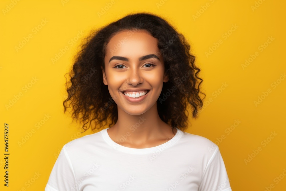 Fictional Casual Woman Facial Expression. Isolated on a colored background. Generative AI. Fictional Casual Woman Facial Expression. Isolated on a colored background. Generative AI.