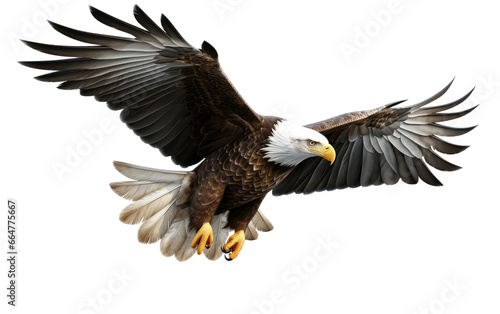 Majestic Eagle Bird Soaring High on a Clear Surface or PNG Transparent Background.