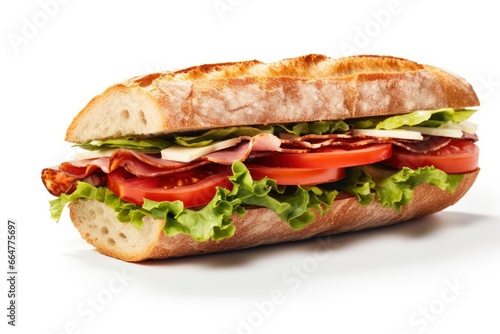 Gourmet sandwich isolated on white background.