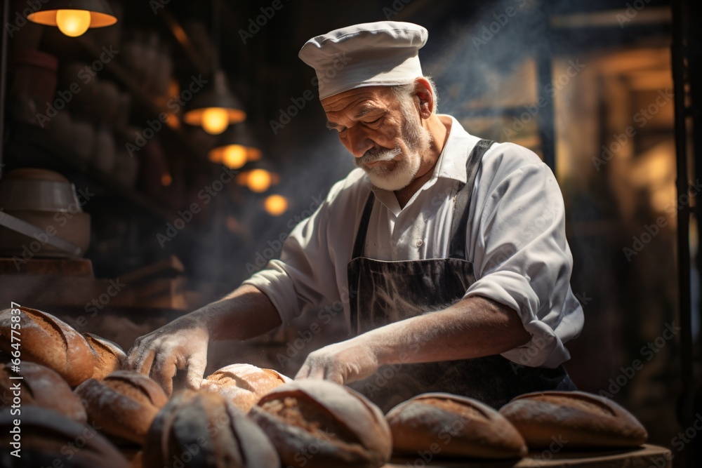 A chef working in a bakery A chef working in a bakery