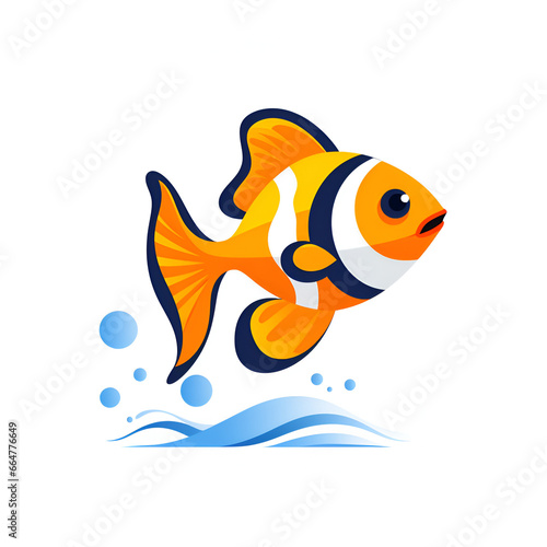 Clown Fish Vector Style Illustration Cartoon Style Logo White Background