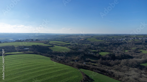 Cornish landscape of fields and farmland