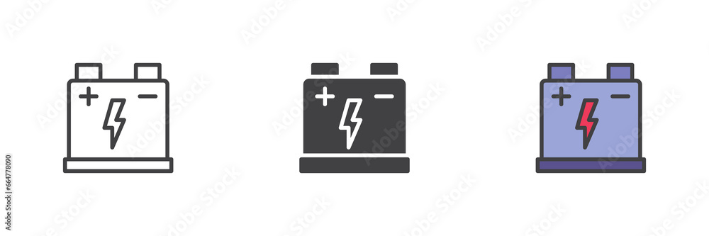 Car battery different style icon set
