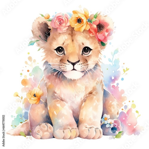 Watercolor Baby Lion.