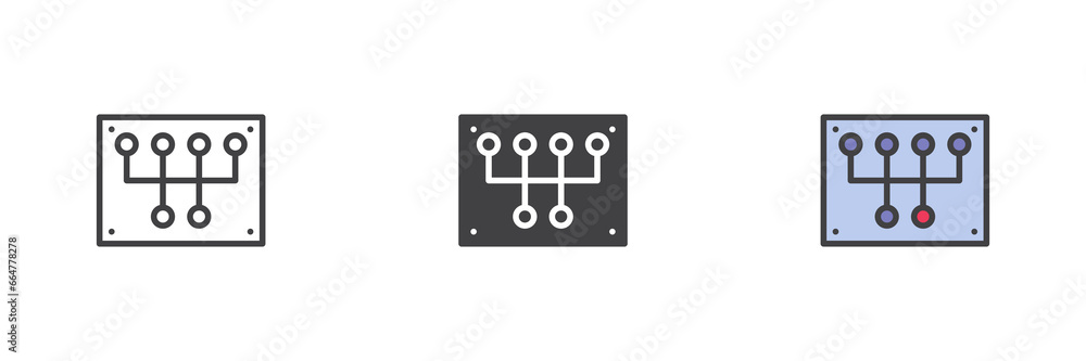 Gear shift different style icon set Gear shift different style icon set