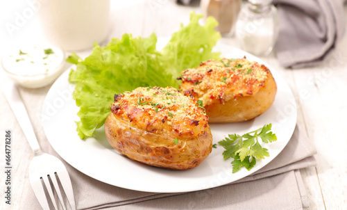 baked potatoes with lettuce