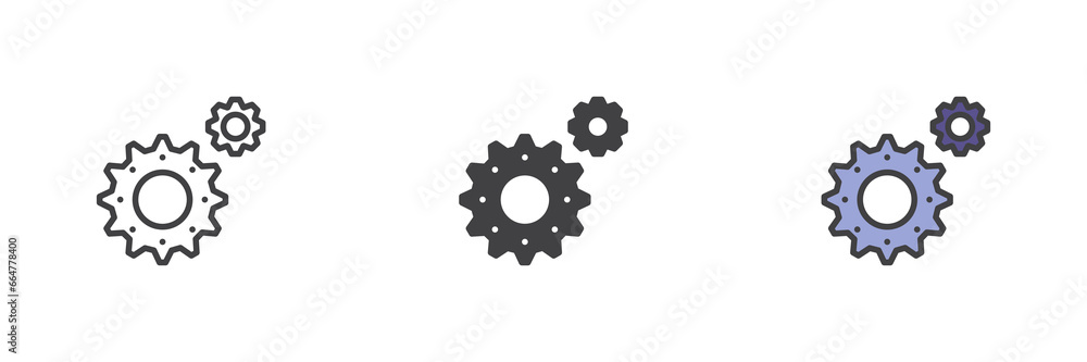 Car gears different style icon set