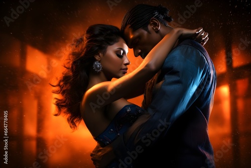 Obraz na płótnie lady and man dancing, romantic, Semba, Tarraxinha, Ghetto Zouk, Coladeira, Bachata, Urban Kiz, Zouk Love, Kompa, Salsa, Bolero, Lambada, with generative AI w salonie