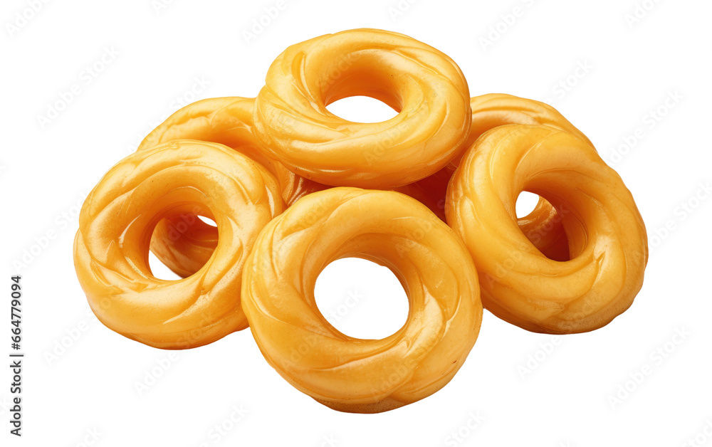 Fototapeta premium Rounded and Tasty Apply Rings on a Clear Surface or PNG Transparent Background.