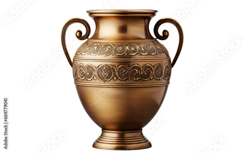 Beautiful and Brownish Antique Brass Urn Vase on a Clear Surface or PNG Transparent Background.