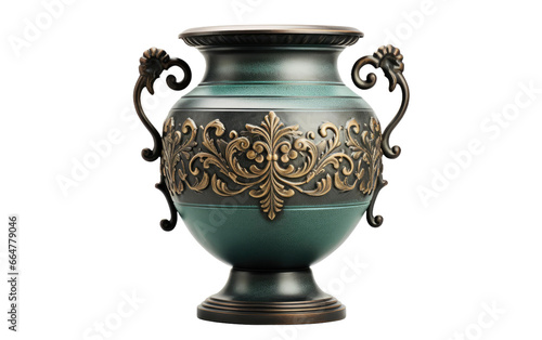 Amazing Attractive and Shining Antique Iron Vase on a Clear Surface or PNG Transparent Background.