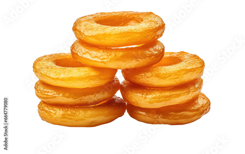 Tasty and Stunning Apple Rings on a Clear Surface or PNG Transparent Background.