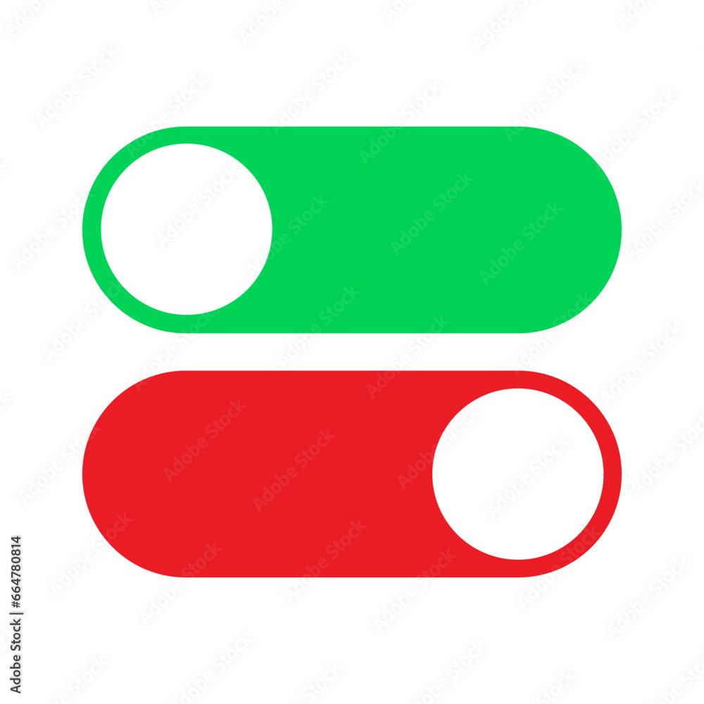 On and Off toggle switch buttons. On and Off toggle switch buttons.
