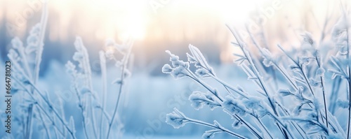 Frozen snowy grass  winter natural abstract background. beautiful winter landscape.