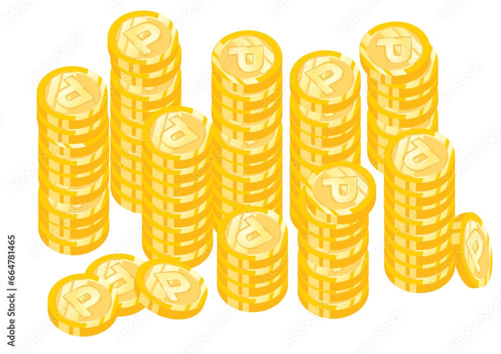 ポイント・コインが大当たりで山積みのイメージのベクターイラスト