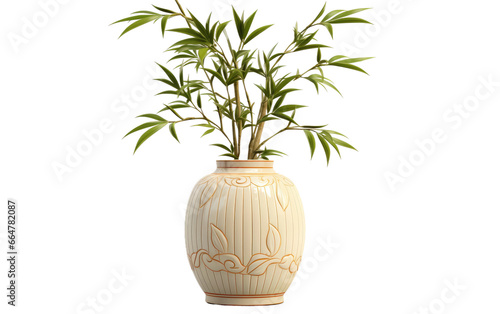Attractive and Stylish Bamboo Art Vase on a Clear Surface or PNG Transparent Background.