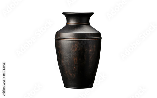 Attractive and Simple Blackened Steel Vase on a Clear Surface or PNG Transparent Background.