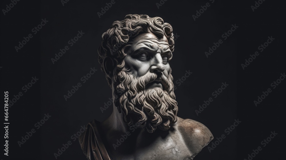 sculpture of a stoic man - obrazy, fototapety, plakaty 