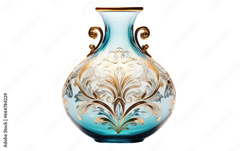 Beautiful and Designed Bohemian Glass Vase on a Clear Surface or PNG Transparent Background. - obrazy, fototapety, plakaty 