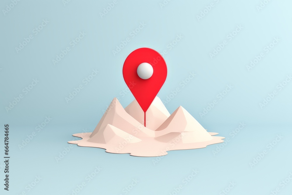 Geo tag, location pin. Stylised 3D rendering design. AI generated illustration.  - obrazy, fototapety, plakaty 
