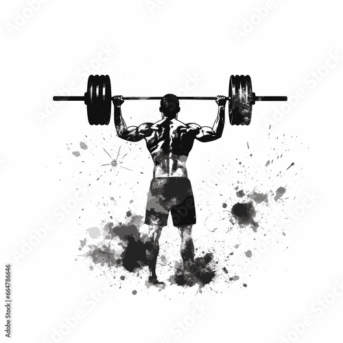 Black silhouette of a male athlete practicing bodybuilding exercises