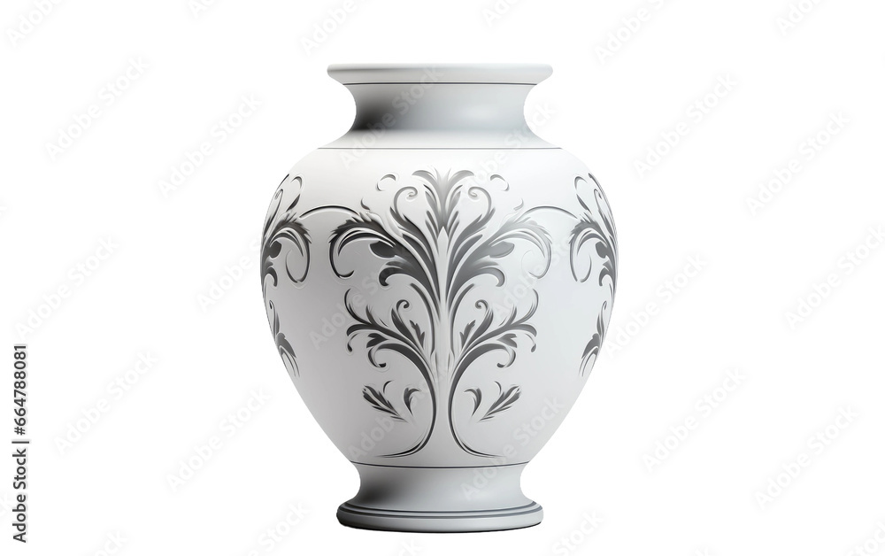 Attractive and Stylish Classic Ceramic Vase on a Clear Surface or PNG Transparent Background.