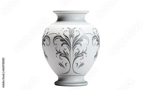 Attractive and Stylish Classic Ceramic Vase on a Clear Surface or PNG Transparent Background.