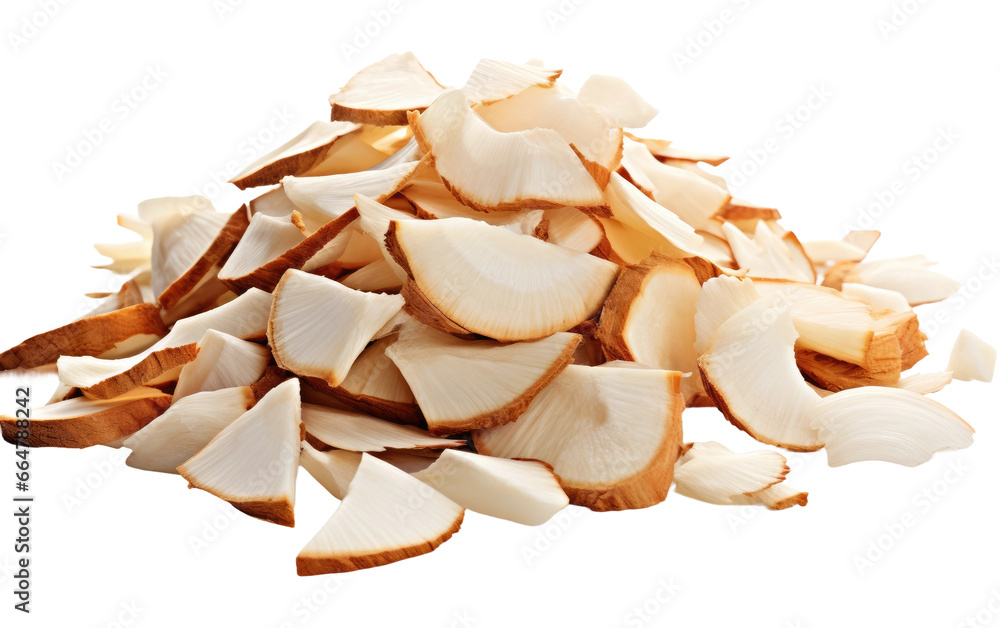 Tasty and Beautiful Coconut Chips on a Clear Surface or PNG Transparent Background. Tasty and Beautiful Coconut Chips on a Clear Surface or PNG Transparent Background.