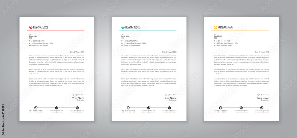 Corporate letterhead template. Creative clean business letterhead design