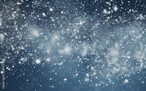 Sparkling snow texture with snowflakes on the deep blue background