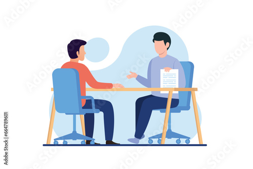 Meeting, interview and negotiation for job seeker. Vector illustration concept