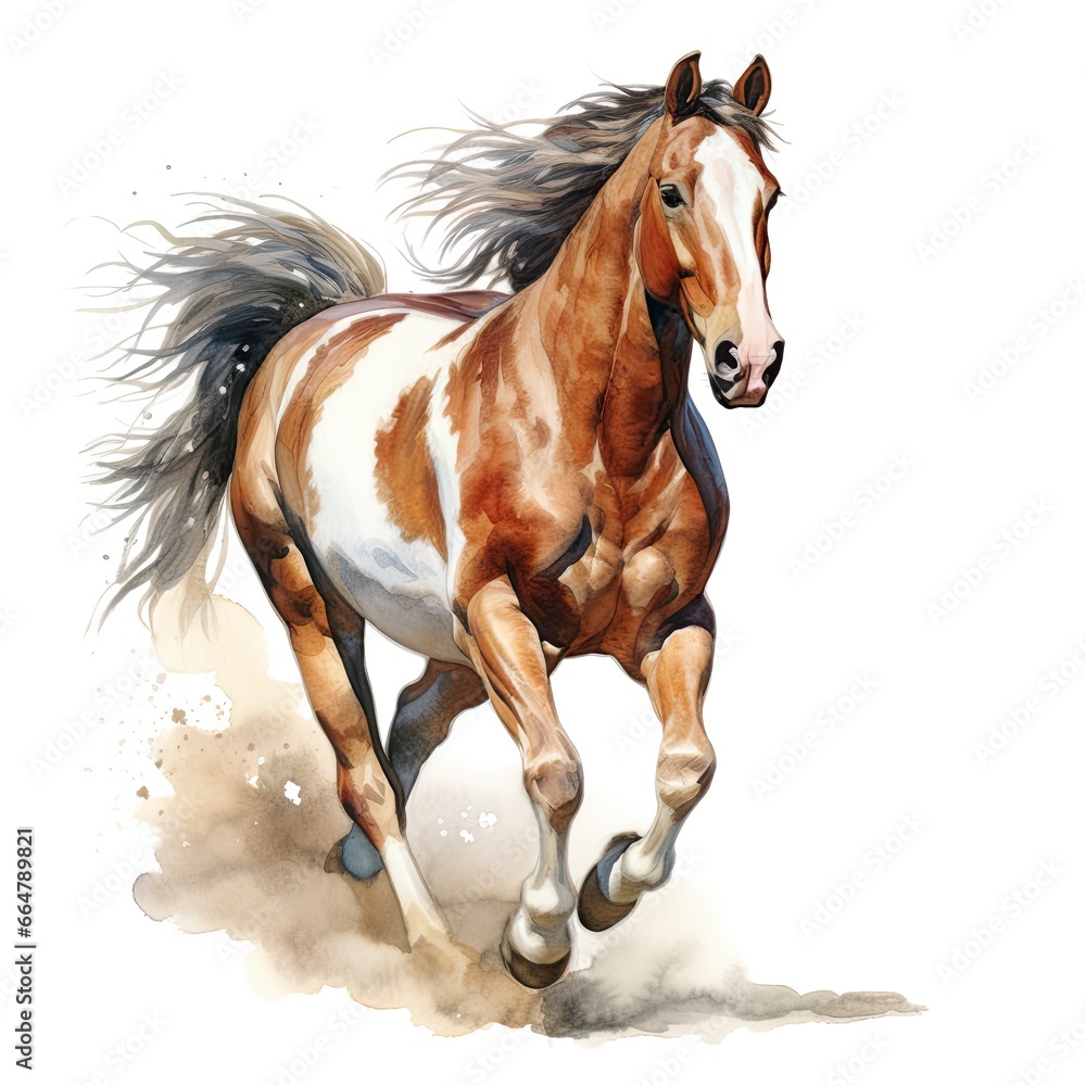 Obraz premium Horse running in watercolor design.